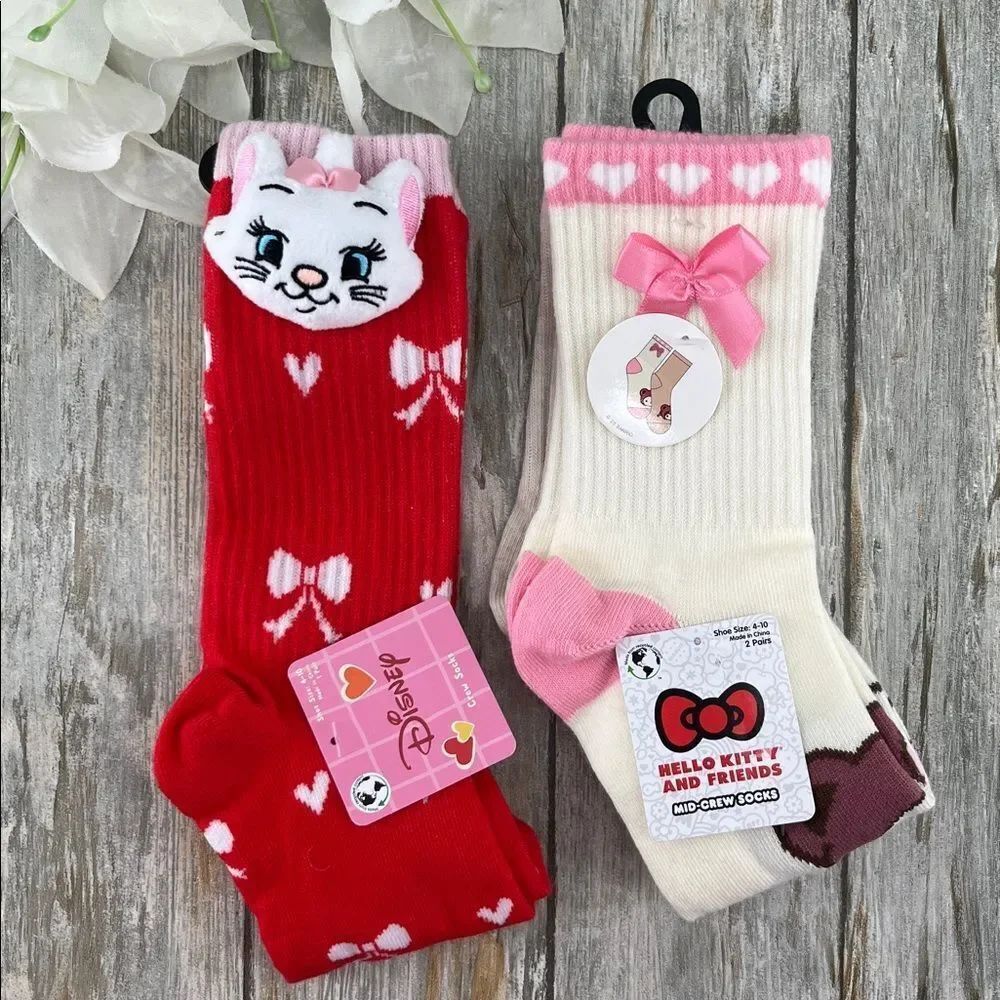 Women’s Hello Kitty & Aristocats Mid-Crew Socks 3-Pair Size 4-10